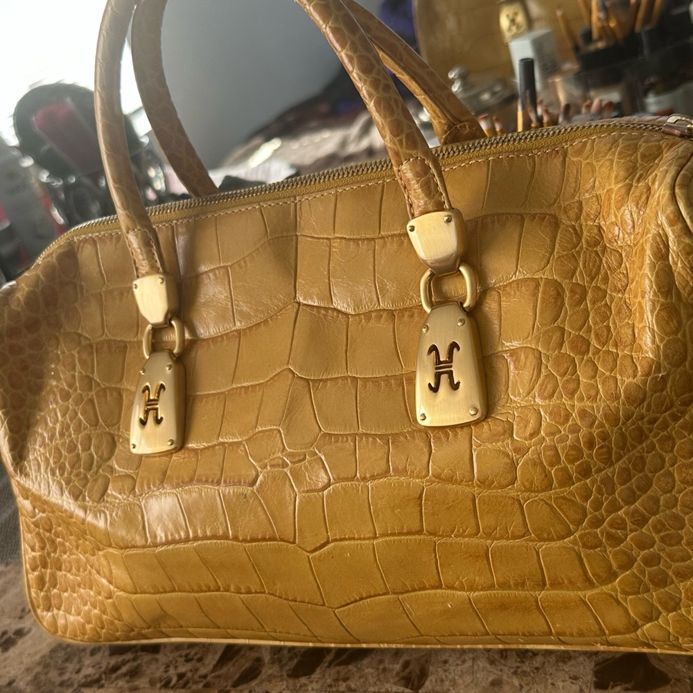 Cole Haan Gold Croc-Embossed Tote - Picture 6 of 12